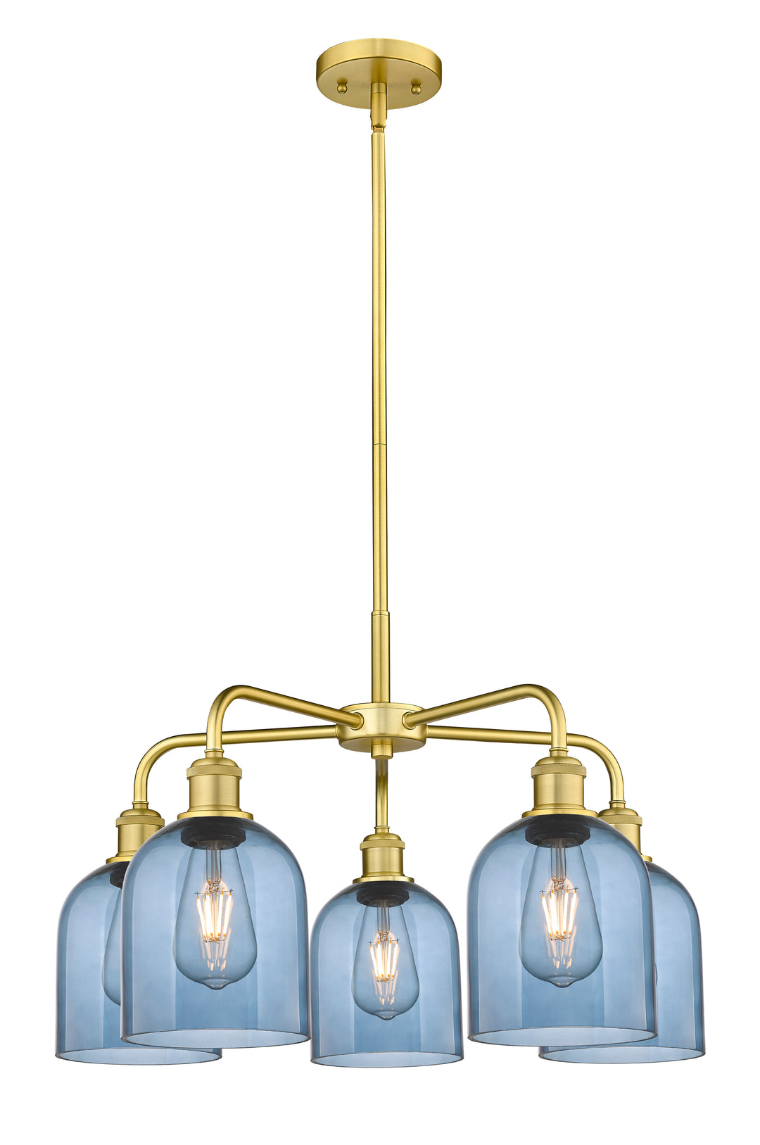 Innovations Lighting Bella 6" Chandelier Chandeliers Innovations Lighting Satin Gold Blue  ; Glass Type: Blue 