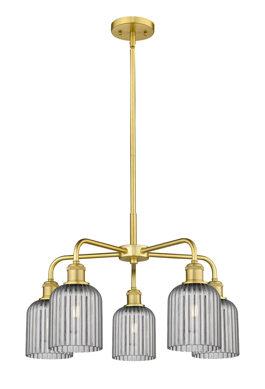 Innovations Lighting Bridal Veil 5" Chandelier Chandeliers Innovations Lighting Satin Gold Light Smoke ; Glass Type: Light Smoke; Ribbed 