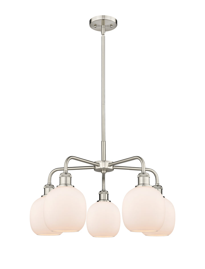 Innovations Lighting Belfast 6" Chandelier Chandeliers Innovations Lighting Satin Nickel Matte White ; Glass Type: White 