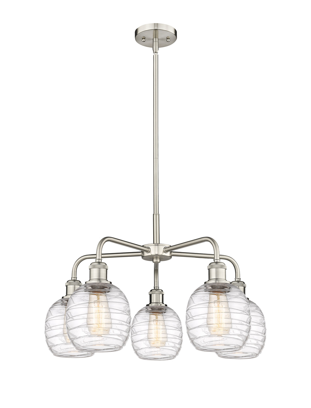 Innovations Lighting Belfast 6" Chandelier Chandeliers Innovations Lighting Satin Nickel Deco Swirl ; Glass Type: Clear 