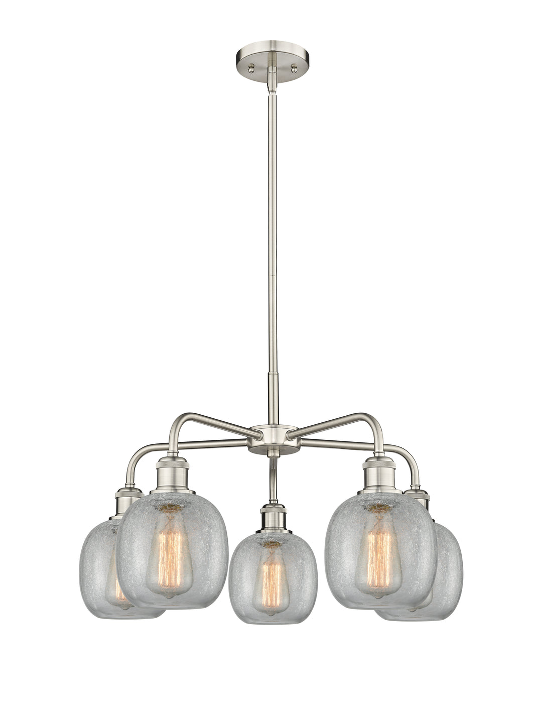 Innovations Lighting Belfast 6" Chandelier Chandeliers Innovations Lighting Satin Nickel Clear Crackle ; Glass Type: Crackled 