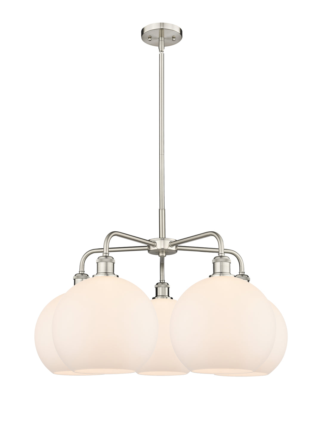 Innovations Lighting Athens 10" Chandelier Chandeliers Innovations Lighting Satin Nickel Matte White ; Glass Type: White 