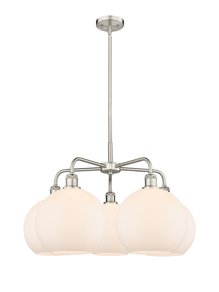 Innovations Lighting Athens 10" Chandelier Chandeliers Innovations Lighting Satin Nickel Matte White ; Glass Type: White 