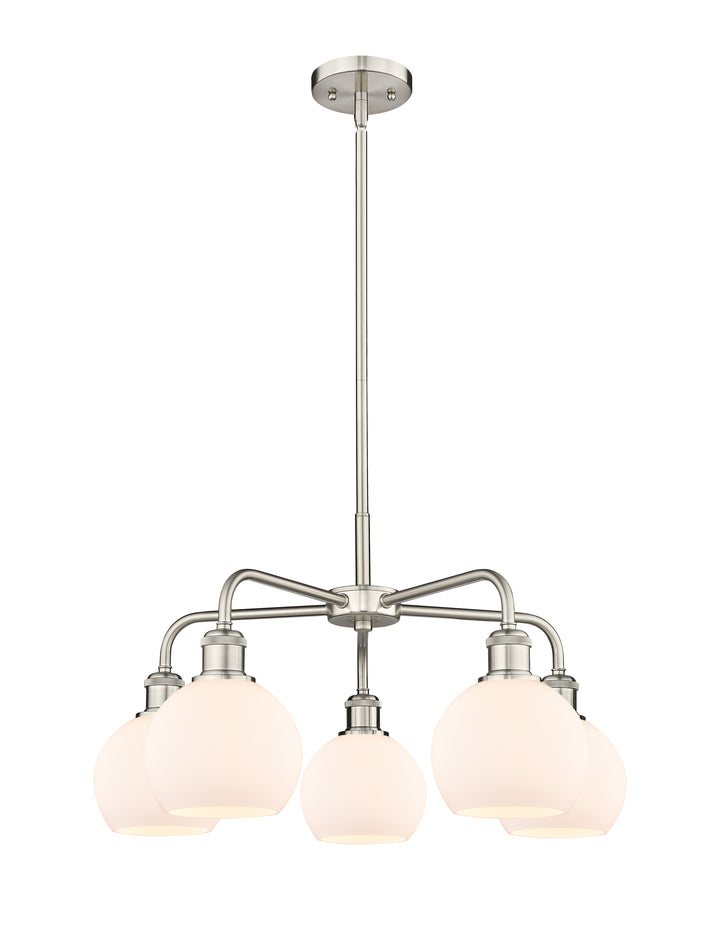 Innovations Lighting Athens 6" Chandelier Chandeliers Innovations Lighting Satin Nickel Matte White ; Glass Type: White 