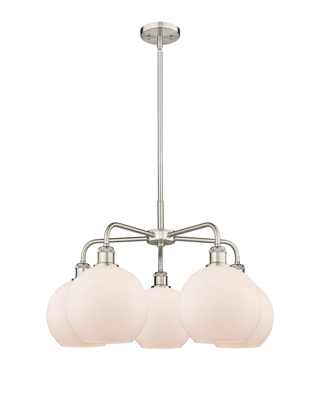 Innovations Lighting Athens 8" Chandelier Chandeliers Innovations Lighting Satin Nickel Matte White ; Glass Type: White 