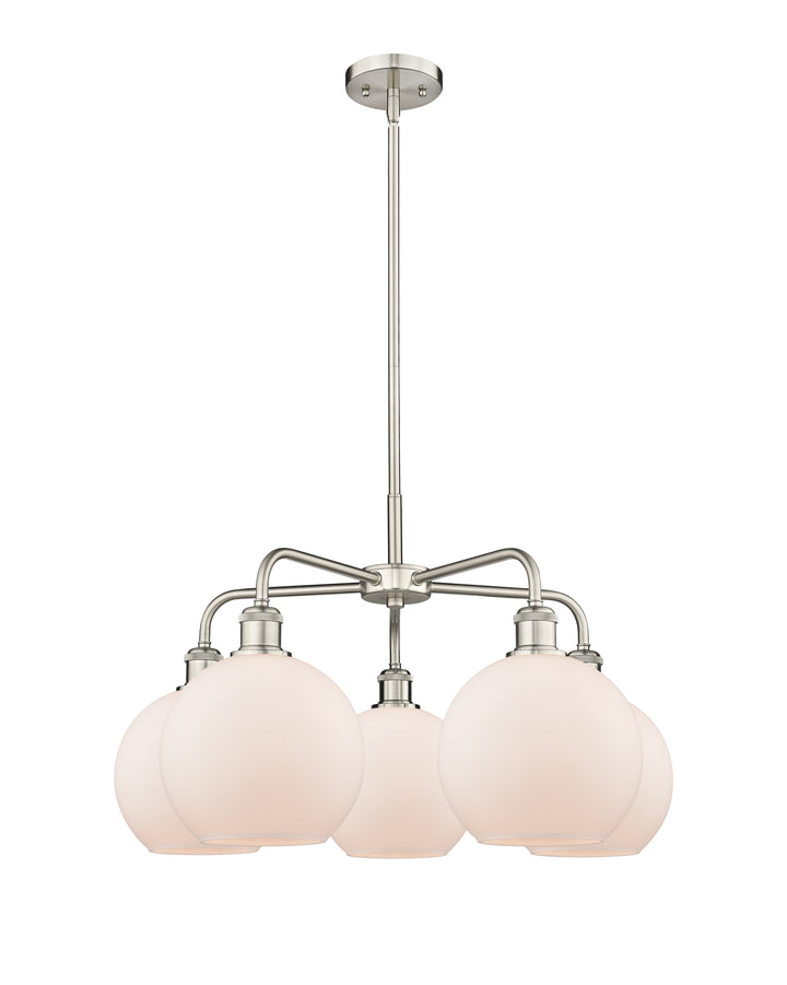 Innovations Lighting Athens 8" Chandelier Chandeliers Innovations Lighting Satin Nickel Matte White ; Glass Type: White 