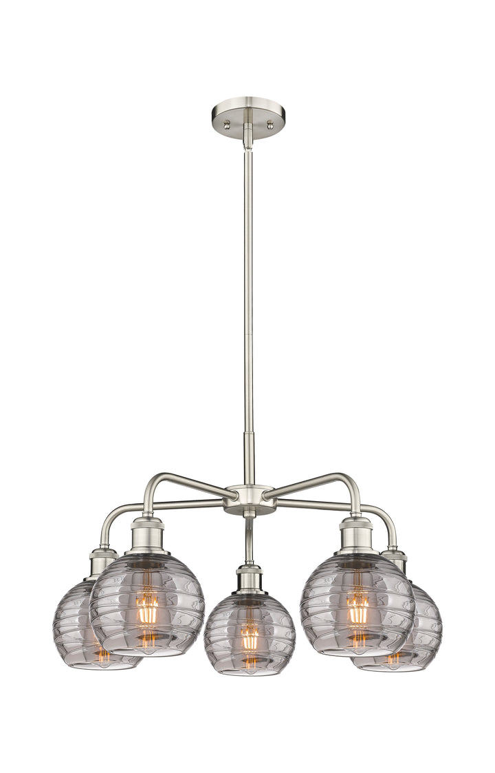 Innovations Lighting Athens Deco Swirl 6" Chandelier Chandeliers Innovations Lighting Satin Nickel Light Smoke Deco Swirl ; Glass Type: Smoked 