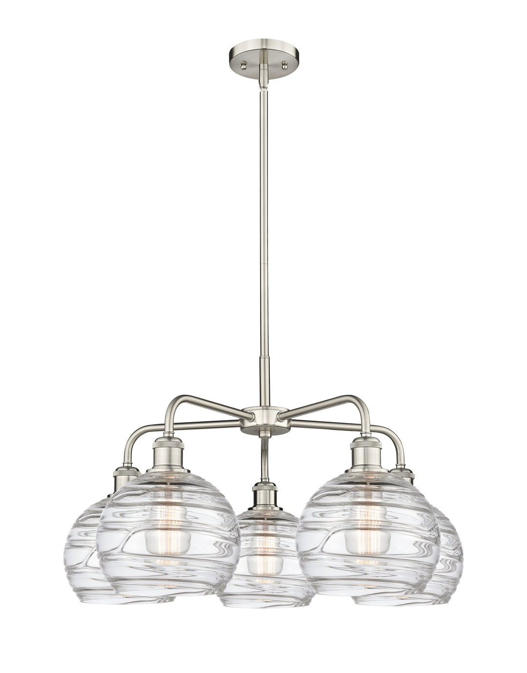 Innovations Lighting Athens Deco Swirl 8" Chandelier Chandeliers Innovations Lighting Satin Nickel Clear Deco Swirl ; Glass Type: Cleat 