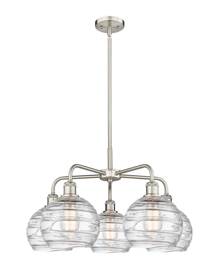 Innovations Lighting Athens Deco Swirl 8" Chandelier Chandeliers Innovations Lighting Satin Nickel Clear Deco Swirl ; Glass Type: Cleat 