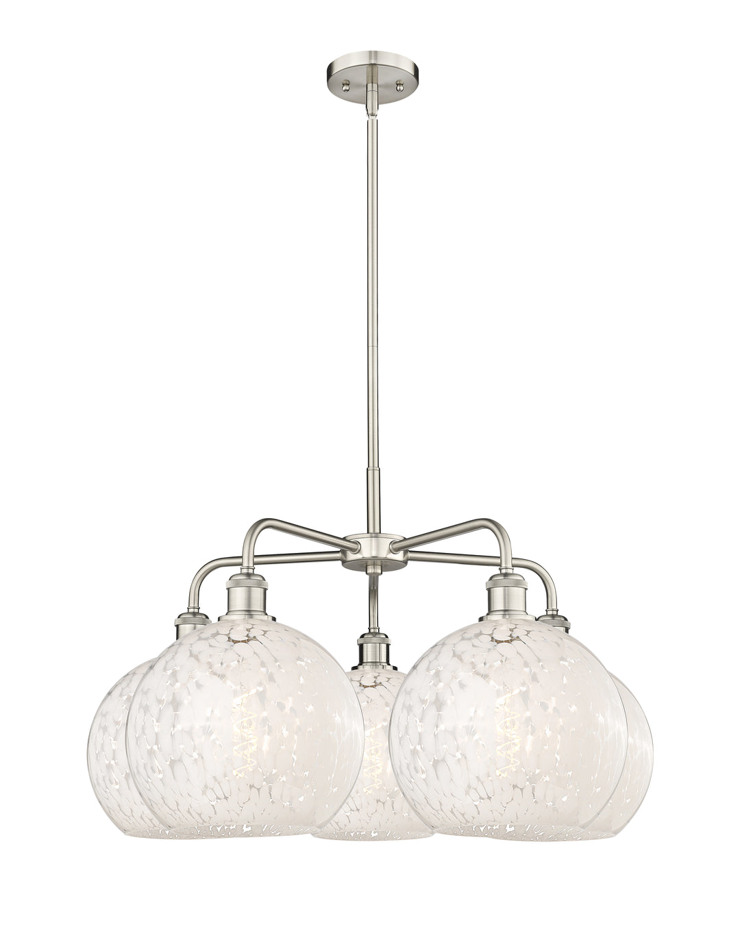 Innovations Lighting White Mouchette 10" Chandelier - Satin Nickel