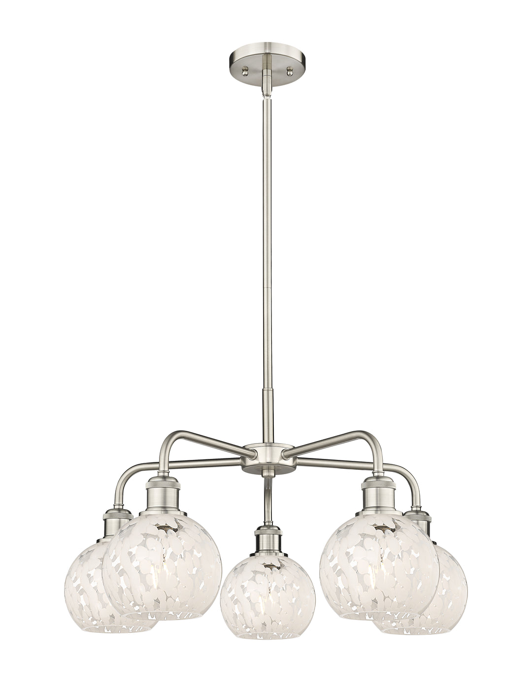 Innovations Lighting White Mouchette 6" Chandelier - Satin Nickel