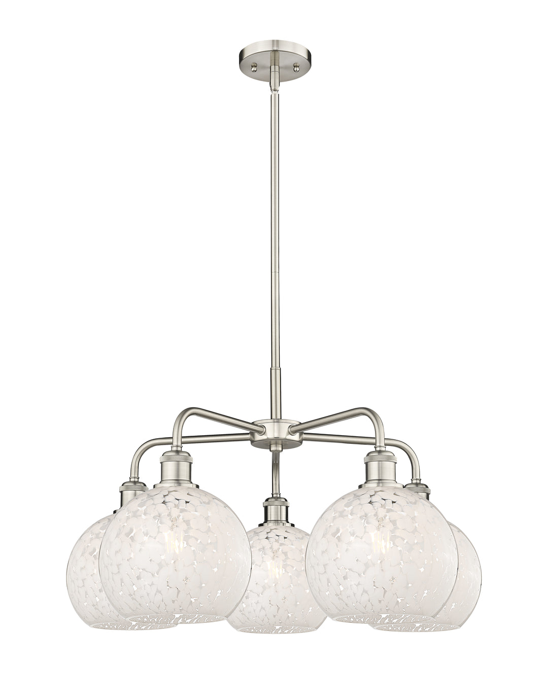 Innovations Lighting White Mouchette 8" Chandelier - Satin Nickel Chandeliers Innovations Lighting White Mouchette ; Glass Type: White  