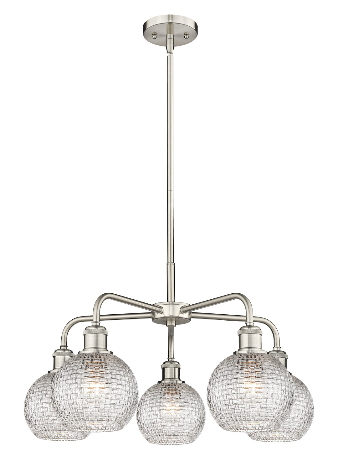 Innovations Lighting Athens 6" Chandelier Chandeliers Innovations Lighting Satin Nickel Clear Basket Weave ; Glass Type: Clear Basket Weave 