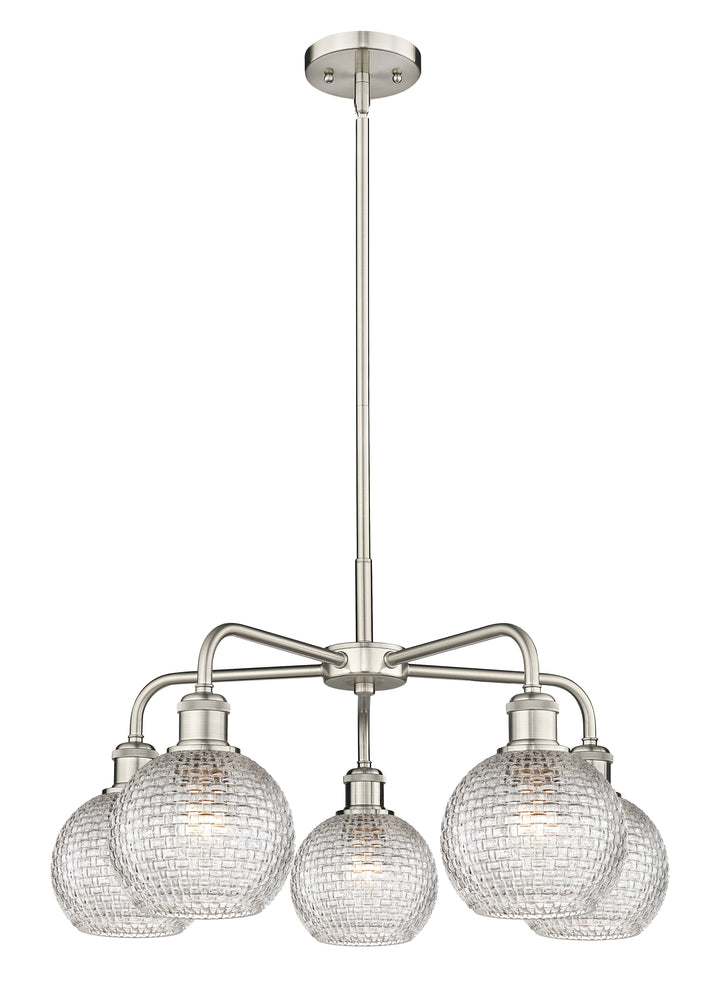 Innovations Lighting Athens 6" Chandelier Chandeliers Innovations Lighting Satin Nickel Clear Basket Weave ; Glass Type: Clear Basket Weave 