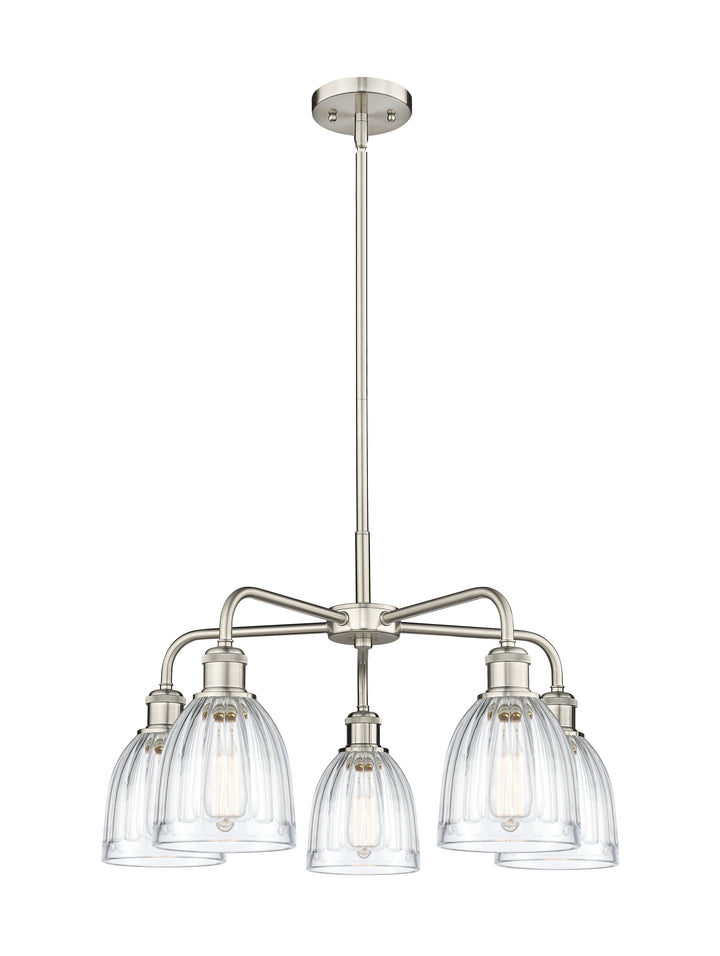 Innovations Lighting Brookfield 6" Chandelier Chandeliers Innovations Lighting Satin Nickel Clear ; Glass Type: Transparent; Ribbed 