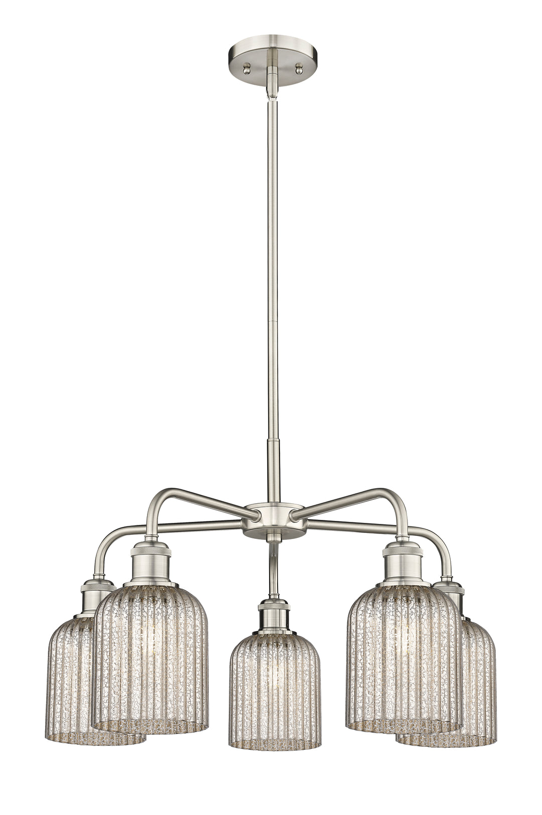 Innovations Lighting Bridal Veil 5" Chandelier Chandeliers Innovations Lighting Satin Nickel Mercury ; Glass Type: Mercury; Ribbed 