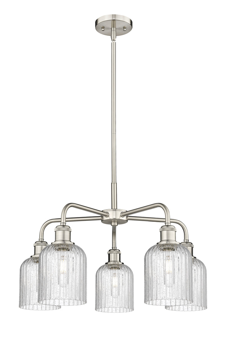 Innovations Lighting Bridal Veil 5" Chandelier Chandeliers Innovations Lighting Satin Nickel Seedy ; Glass Type: Seedy; Ribbed 