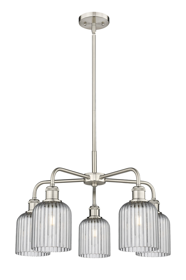 Innovations Lighting Bridal Veil 5" Chandelier Chandeliers Innovations Lighting Satin Nickel Light Smoke ; Glass Type: Light Smoke; Ribbed 