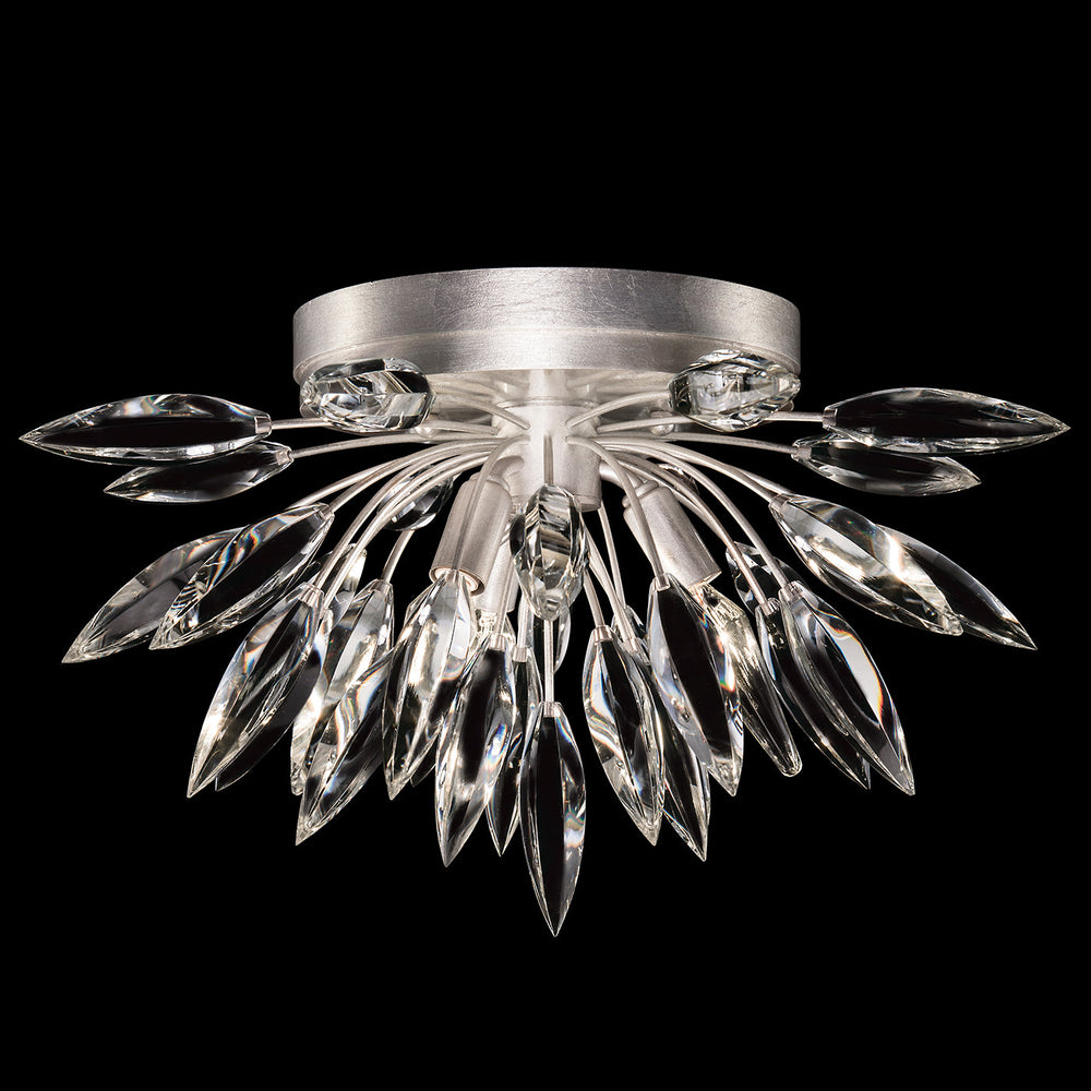 Fine Art Handcrafted Lighting Lily Buds 18.5"W Round Flush Mount in Standard Silver Leaf (881440ST)