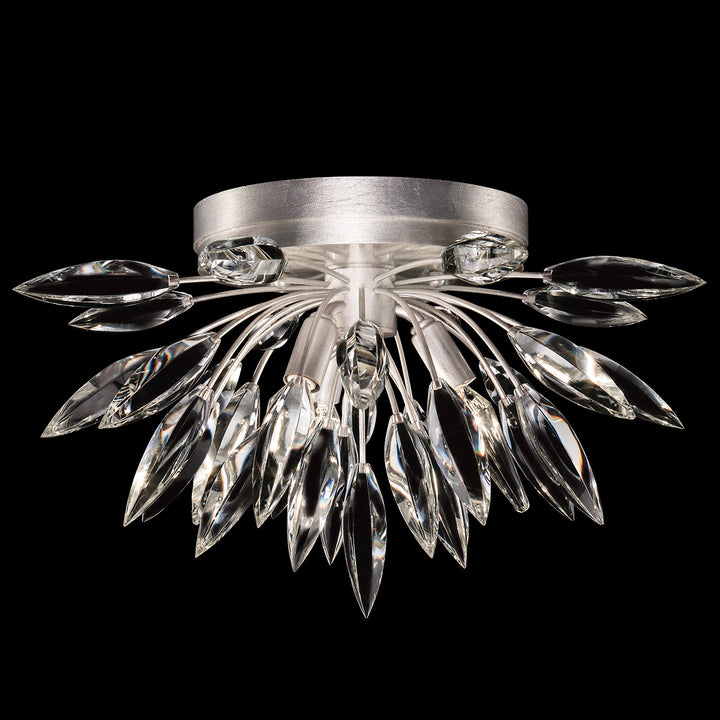 Fine Art Handcrafted Lighting Lily Buds 18.5"W Round Flush Mount in Standard Silver Leaf (881440ST)
