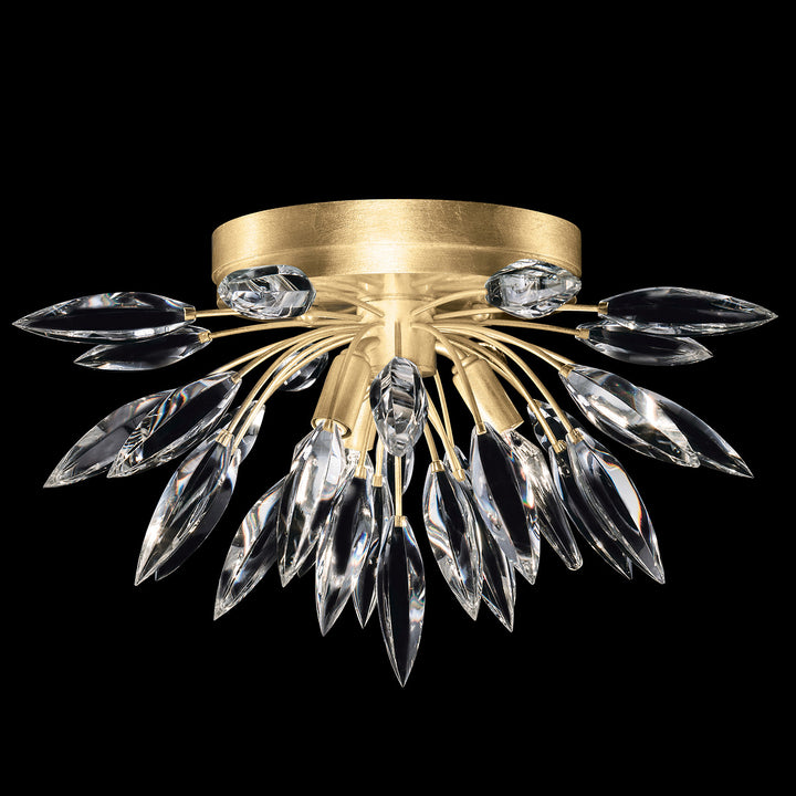 Fine Art Handcrafted Lighting Lily Buds 18.5"W Round Flush Mount in Standard Gold Leaf (881440-1ST)