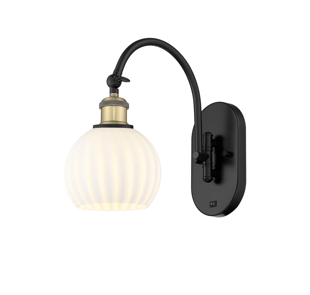 Innovations Lighting White Venetian 6" Sconce - Black Antique Brass Wall Sconces Innovations Lighting   