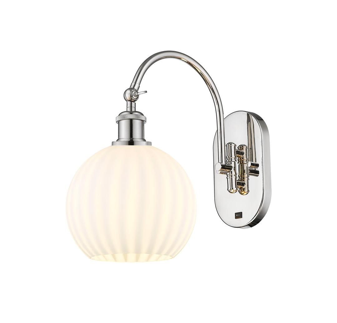 Innovations Lighting White Venetian 8" Sconce - Polished Nickel Wall Sconces Innovations Lighting   