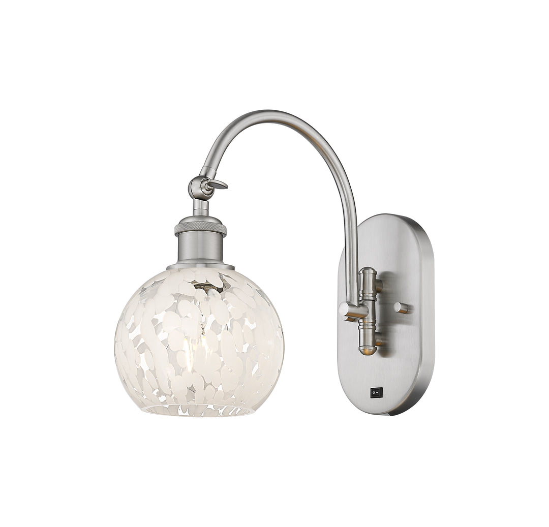 Innovations Lighting White Mouchette 6" Sconce - Brushed Satin Nickel Wall Sconces Innovations Lighting White Mouchette ; Glass Type: White  