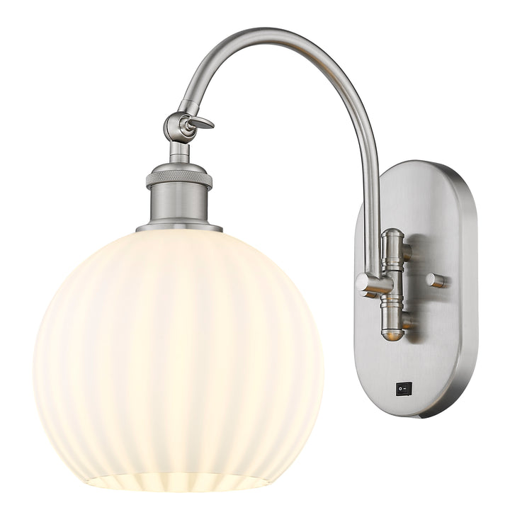 Innovations Lighting White Venetian 8" Sconce - Brushed Satin Nickel Wall Sconces Innovations Lighting White Venetian ; Glass Type: White  