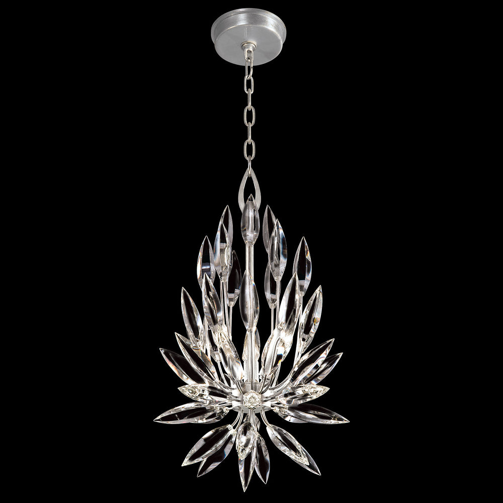 Fine Art Handcrafted Lighting Lily Buds 12"W Round Pendant in Standard Silver Leaf (881540ST)