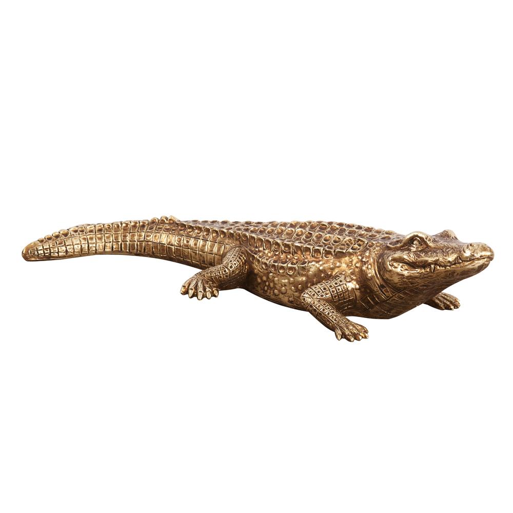 Howard Elliott Collection Antiqued Gold Crocodile Sculpture