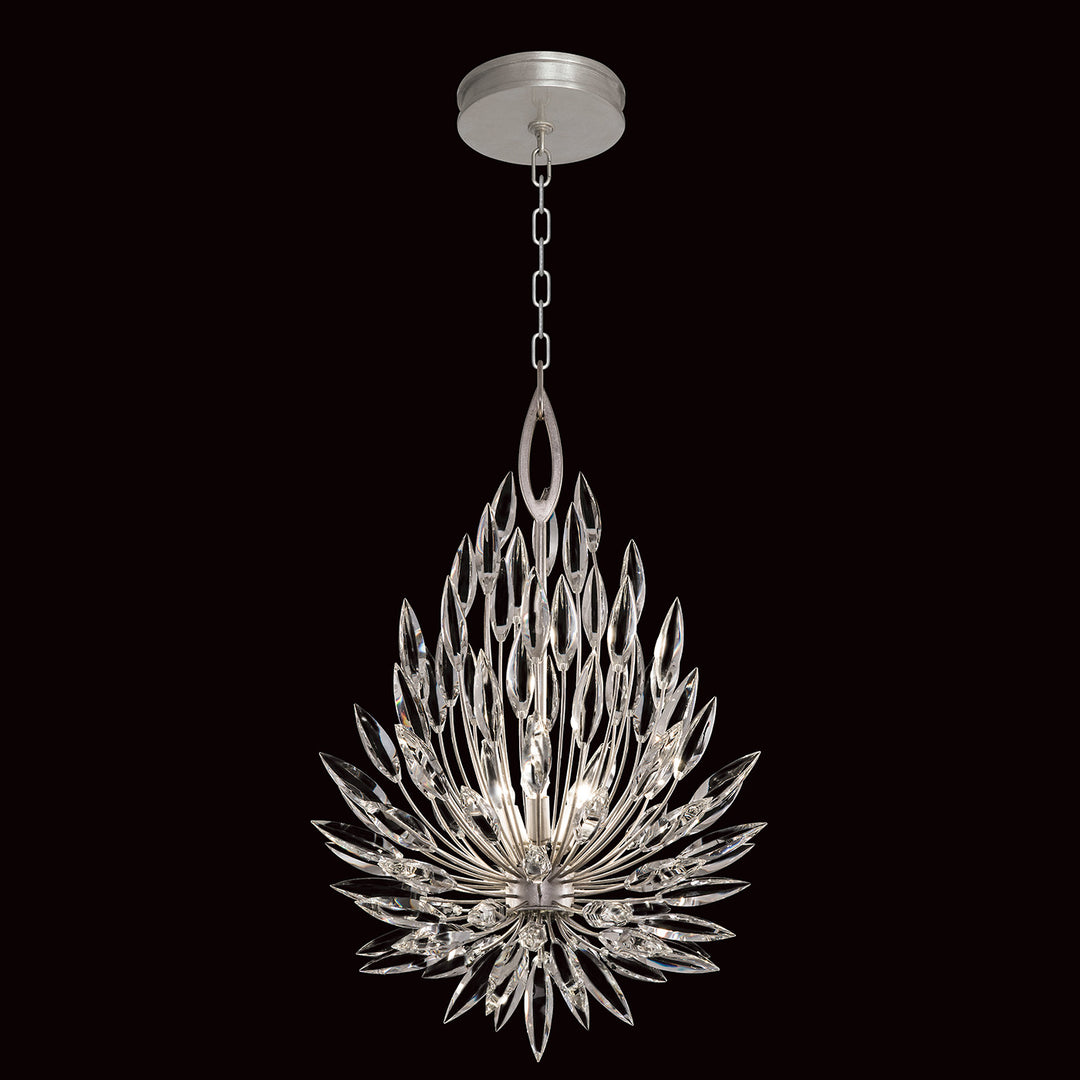 Fine Art Handcrafted Lighting Lily Buds 19"W Round Pendant in Standard Silver Leaf (881640ST)
