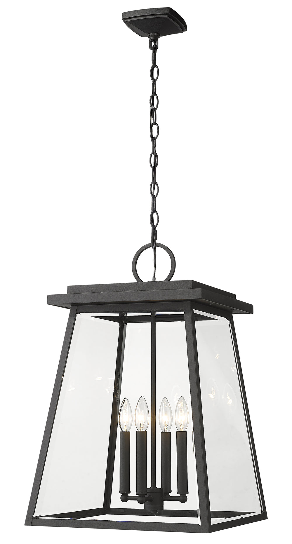 Z-Lite Broughton 521CHXL-BK 4 Light Outdoor Chain Mount Ceiling Fixture