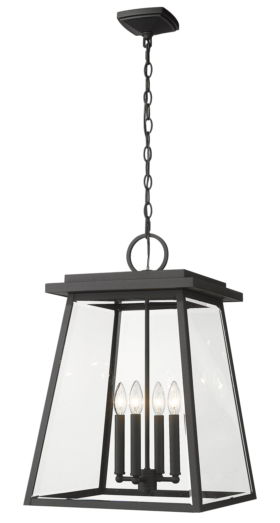Z-Lite Broughton 521CHXL-BK 4 Light Outdoor Chain Mount Ceiling Fixture