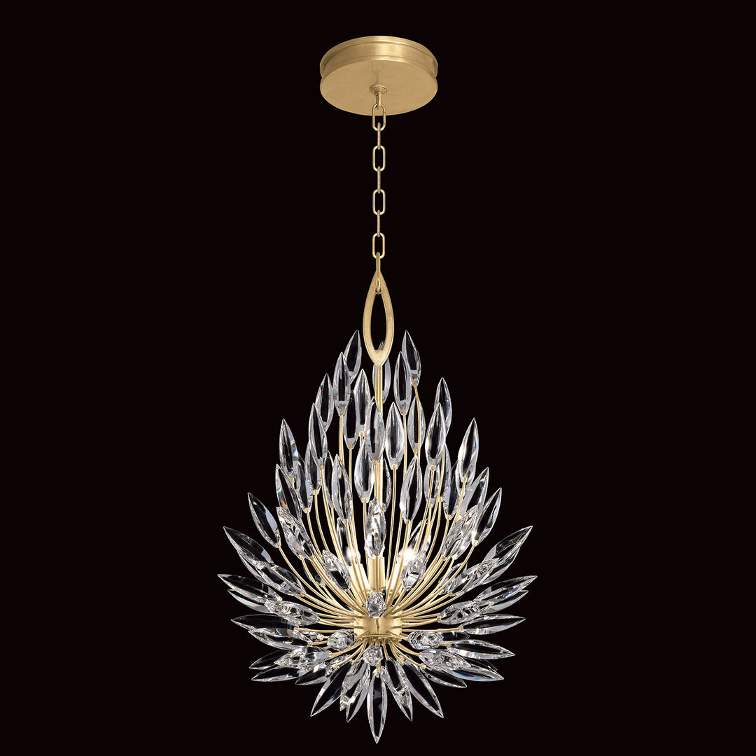 Fine Art Handcrafted Lighting Lily Buds 19"W Round Pendant in Standard Gold Leaf (881640-1ST)