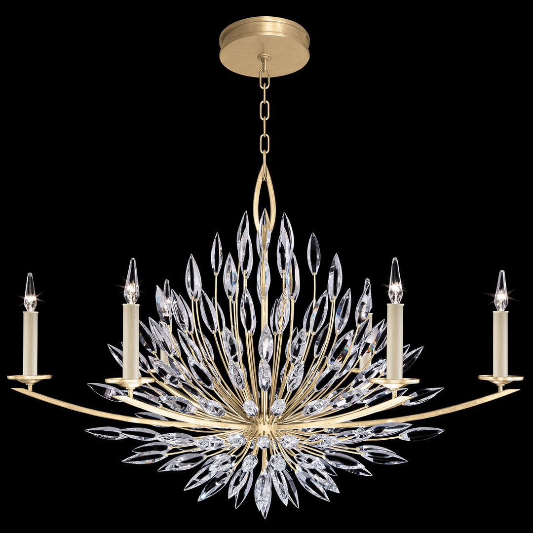 Fine Art Handcrafted Lighting Lily Buds 48"W Oblong Chandelier in Standard Gold Leaf (883240-1ST)
