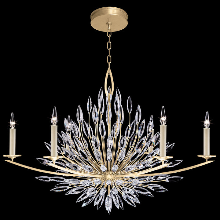 Fine Art Handcrafted Lighting Lily Buds 48"W Oblong Chandelier in Standard Gold Leaf (883240-1ST)