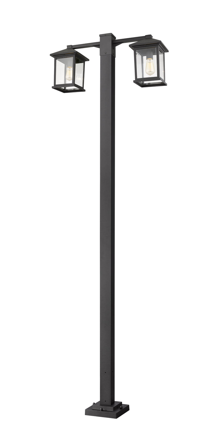 Z-Lite Portland 531-2-536P-BK 2 Light Outdoor Post Mounted Fixture