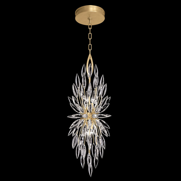 Fine Art Handcrafted Lighting Lily Buds 13"W Round Pendant in Standard Gold Leaf (883740-1ST)