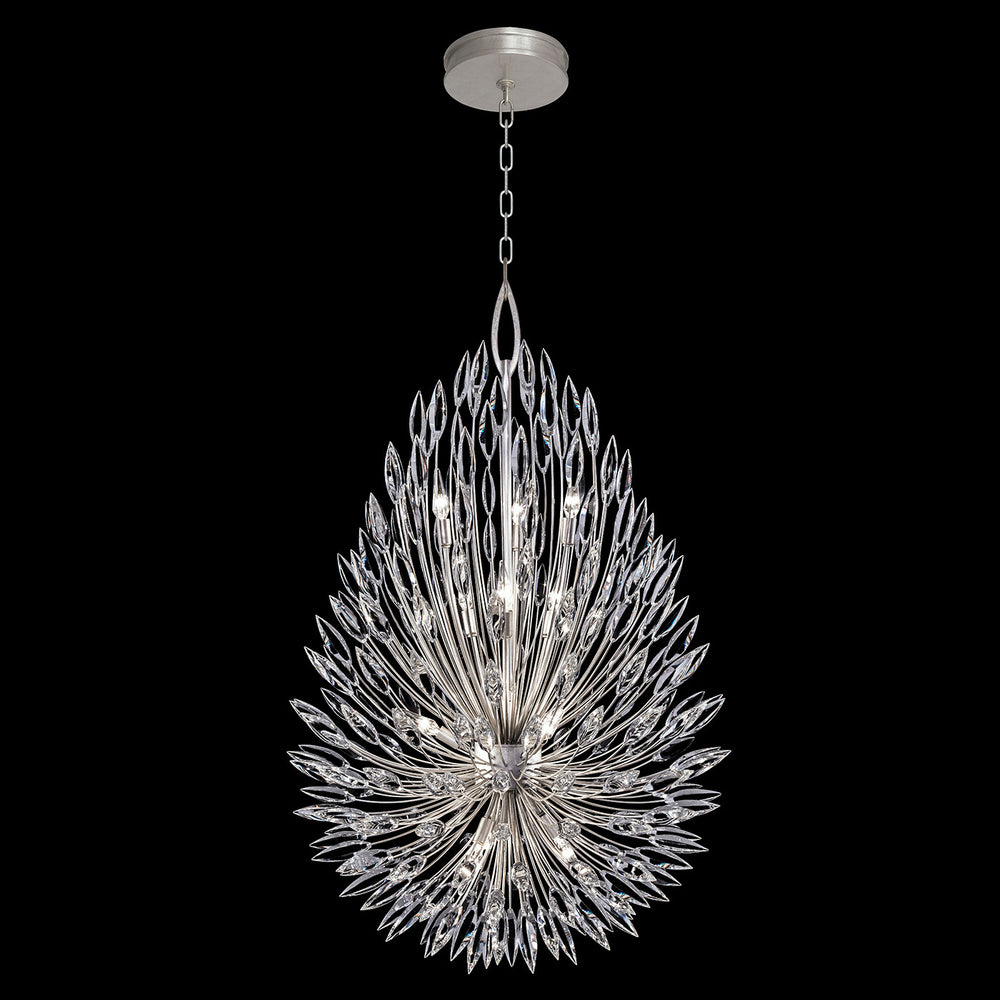 Fine Art Handcrafted Lighting Lily Buds 33.5"W Round Pendant in Standard Silver Leaf (883940ST)