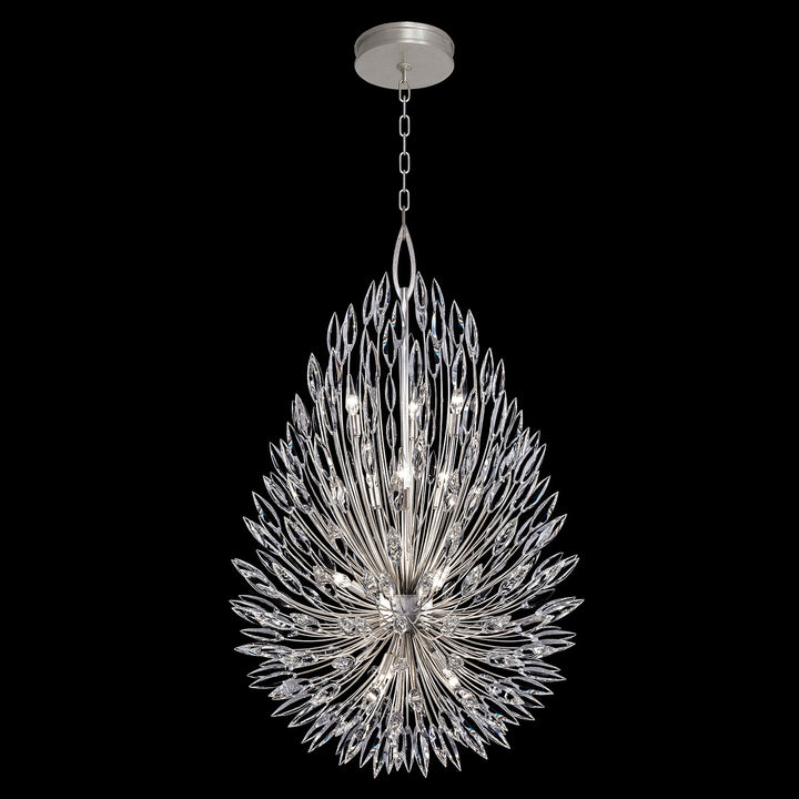 Fine Art Handcrafted Lighting Lily Buds 33.5"W Round Pendant in Standard Silver Leaf (883940ST)