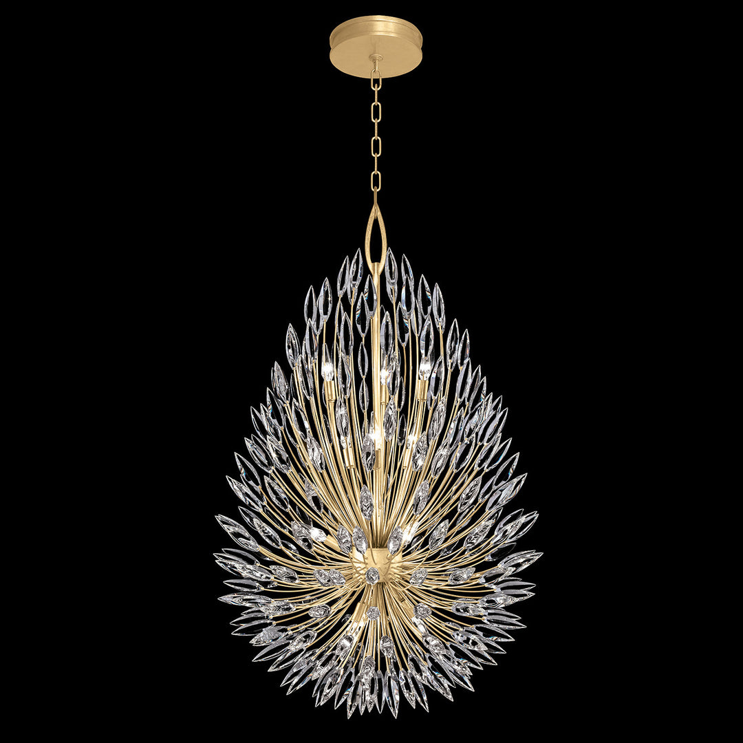Fine Art Handcrafted Lighting Lily Buds 33.5"W Round Pendant in Standard Gold Leaf (883940-1ST)