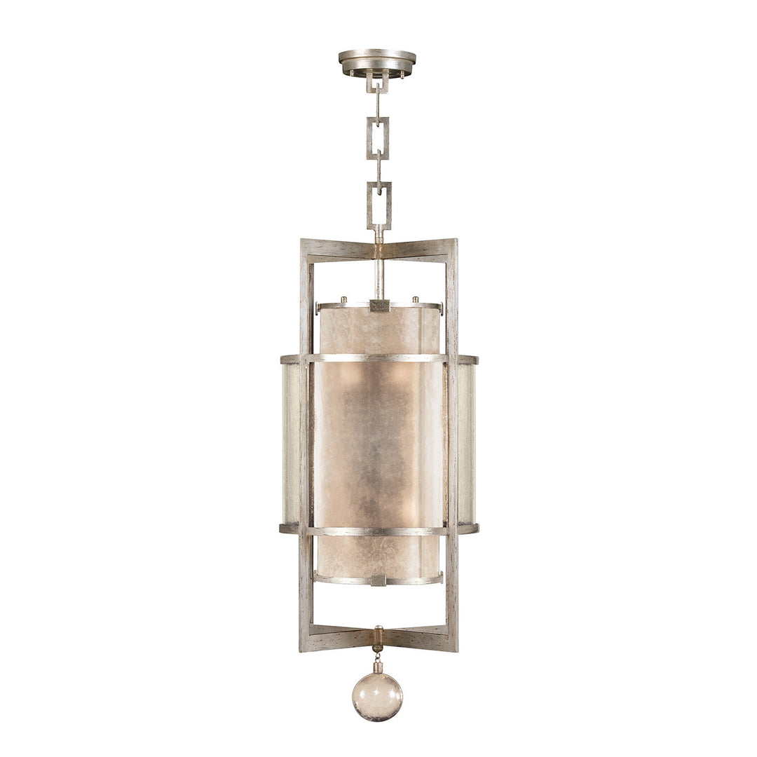 Fine Art Handcrafted Lighting Singapore Moderne 18"W Round Pendant in Warm Muted Silver Leaf (591240-2ST)