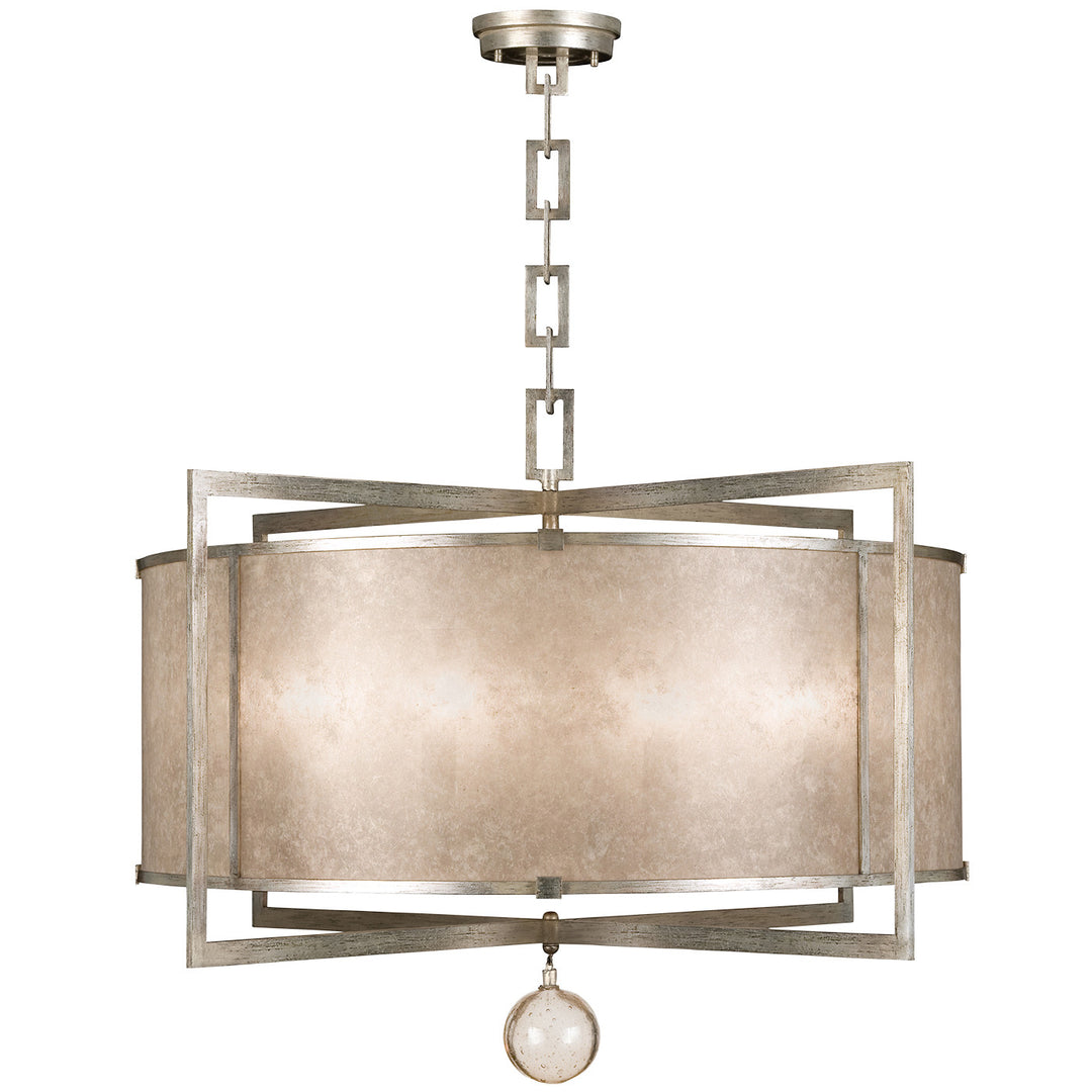 Fine Art Handcrafted Lighting Singapore Moderne 40"W Round Pendant in Warm Muted Silver Leaf (591540-2ST)