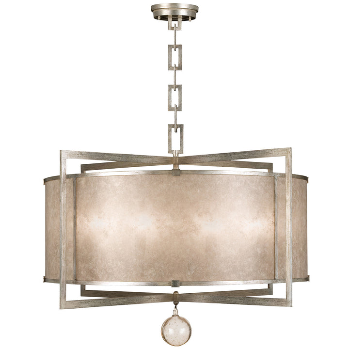 Fine Art Handcrafted Lighting Singapore Moderne 40"W Round Pendant in Warm Muted Silver Leaf (591540-2ST)