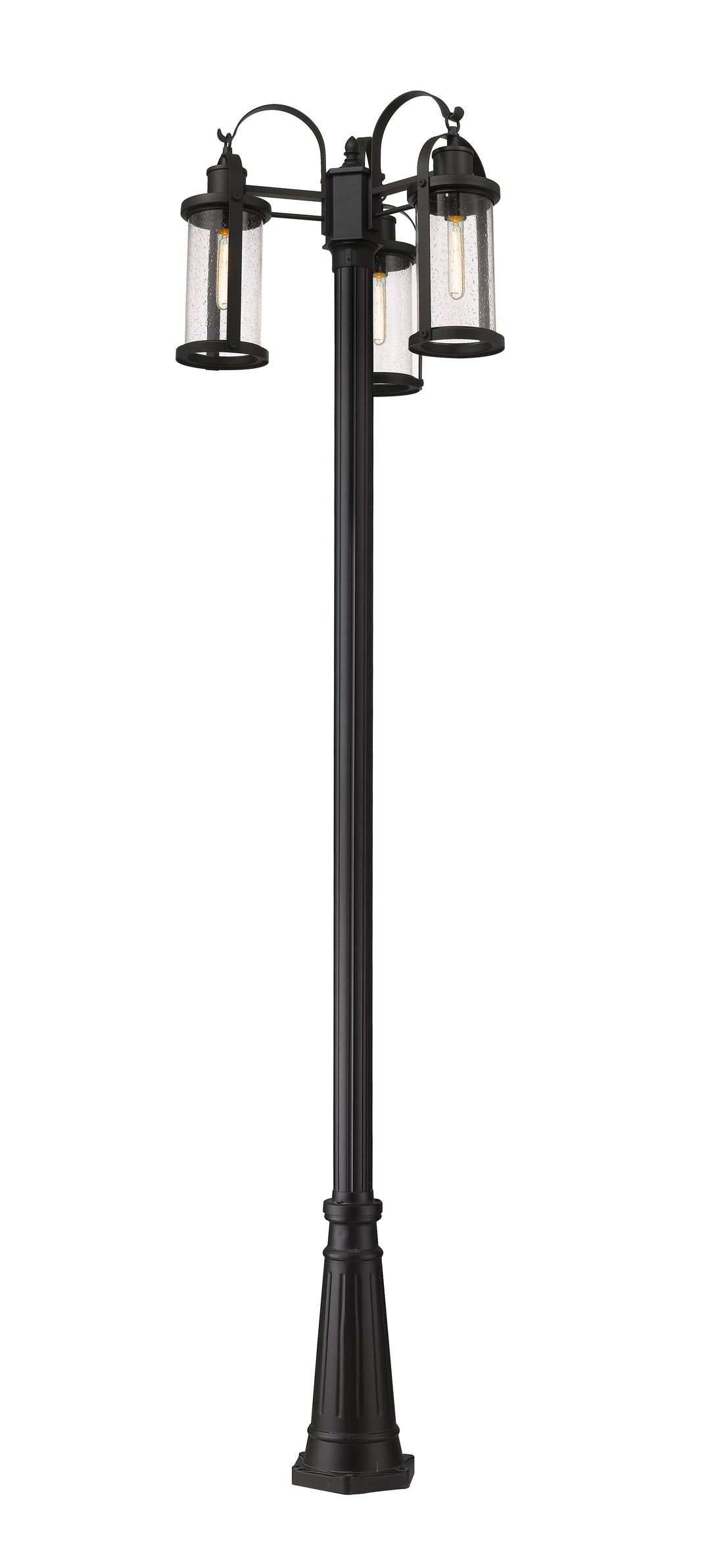 Z-Lite Roundhouse 569MP3-519P-BK 3 Light Outdoor Post Mounted Fixture