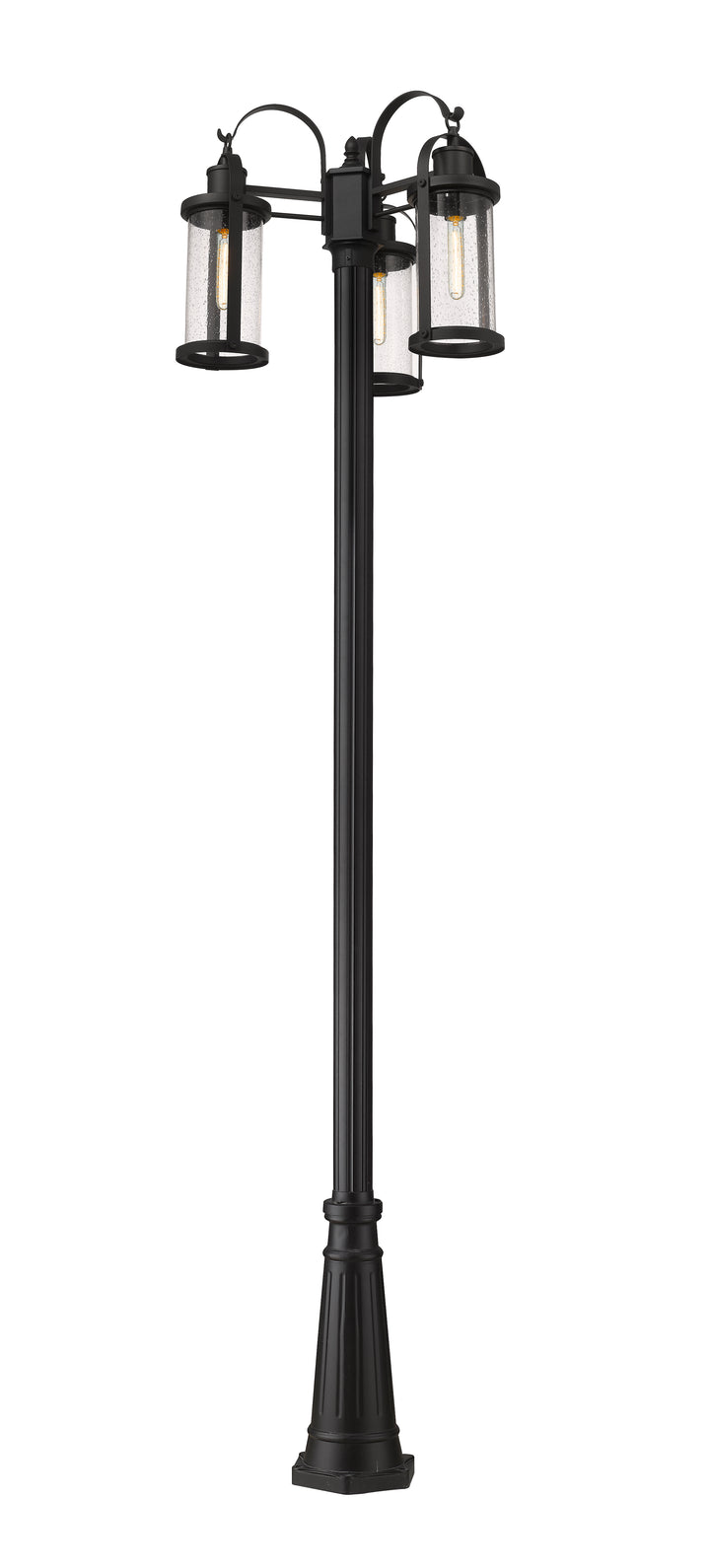 Z-Lite Roundhouse 569MP3-519P-BK 3 Light Outdoor Post Mounted Fixture