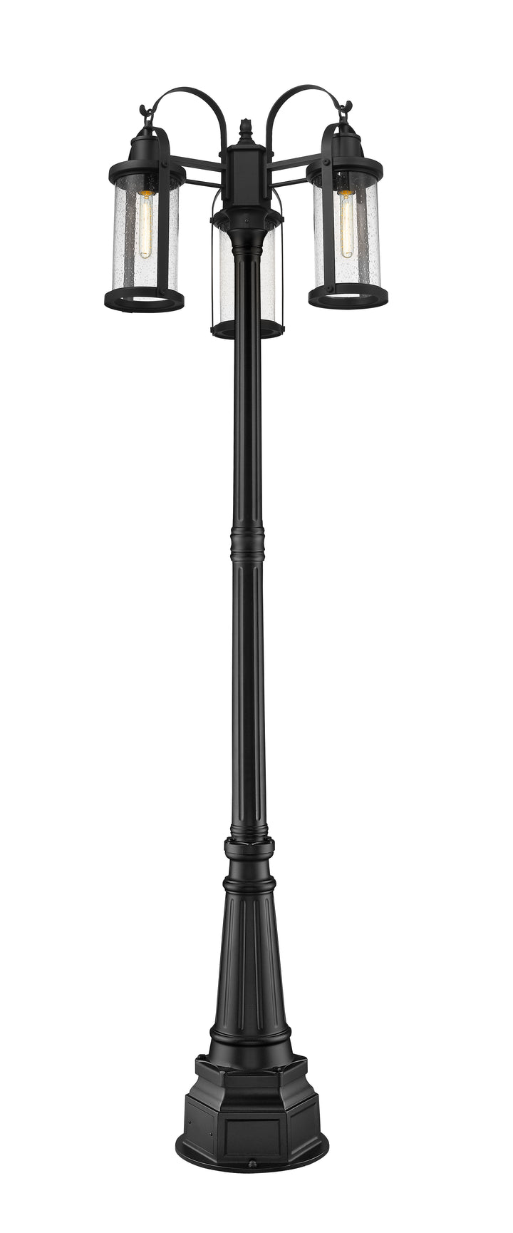 Z-Lite Roundhouse 569MP3-564P-BK 3 Light Outdoor Post Mounted Fixture