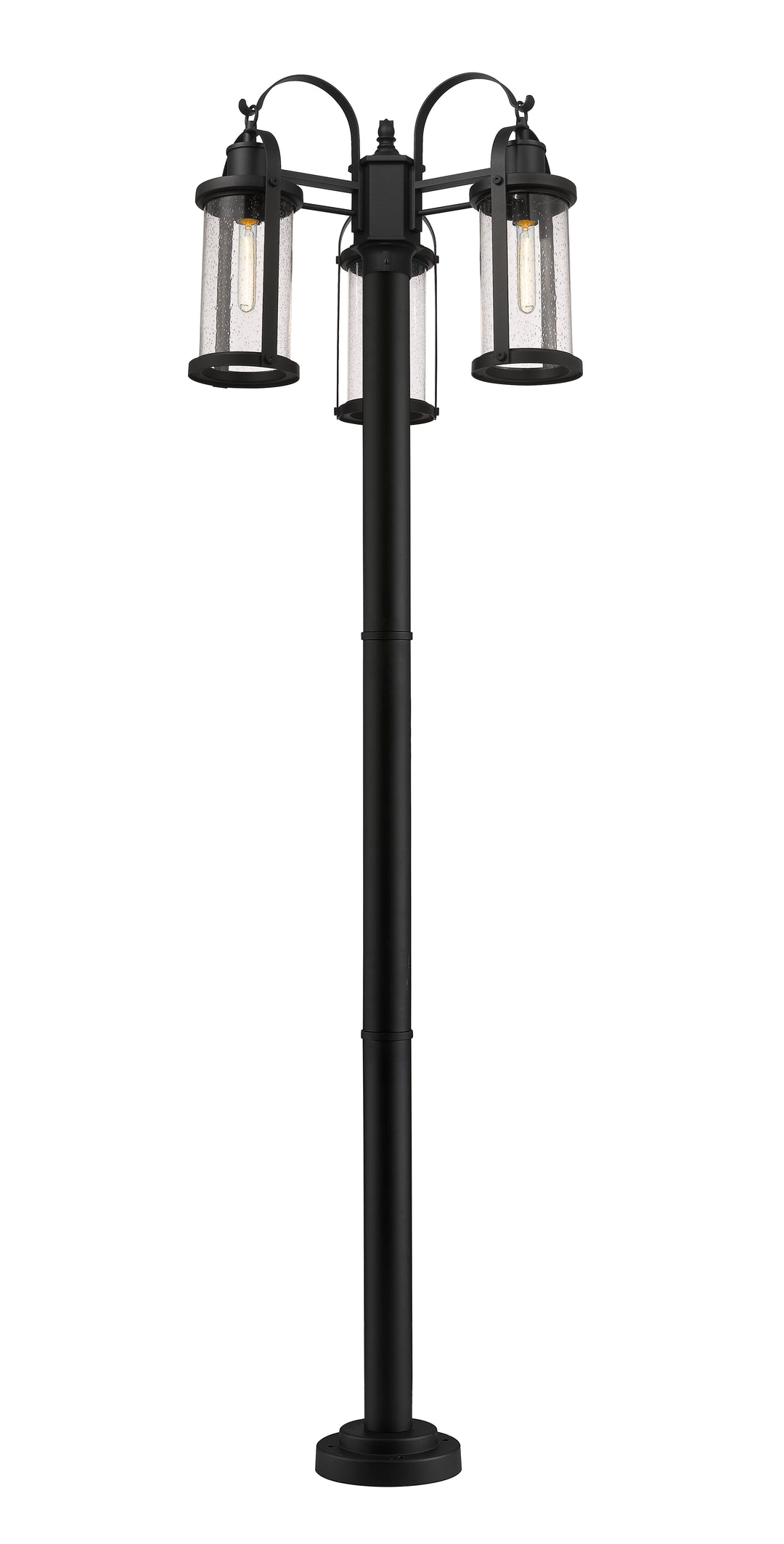 Z-Lite Roundhouse 569MP3-567P-BK 3 Light Outdoor Post Mounted Fixture