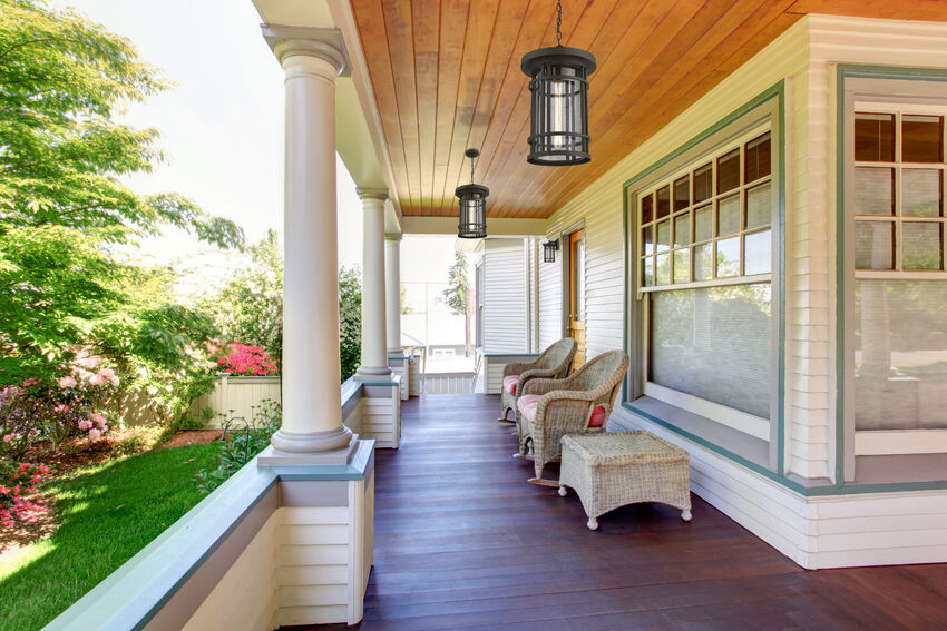 Z-Lite Jordan Outdoor Hanging Light installed on a home exterior